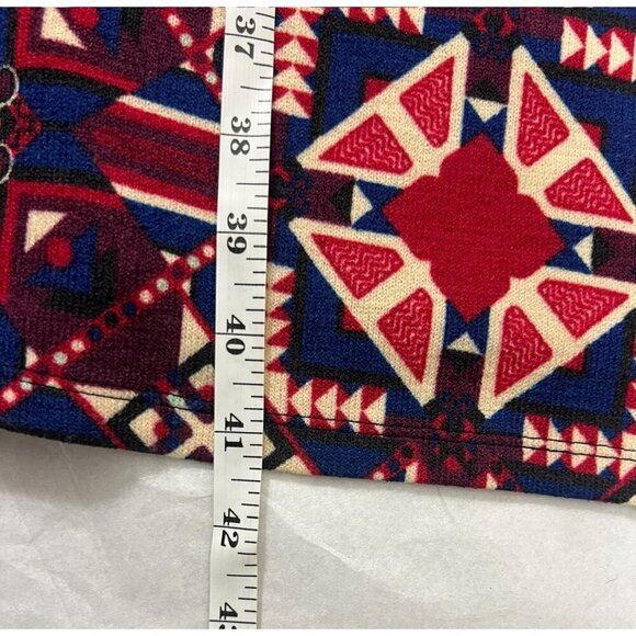 LuLaRoe Sarah Women's Navy Blue & Burgundy Long Cardigan - Picture 6 of 7